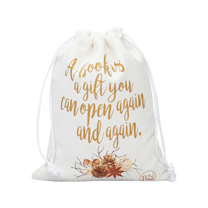 Sacs en toile de coton personnalisés avec impression de logo, sacs cadeaux à cordon, petits sacs cadeaux pour mariage, fête ou événement - Product Image 6