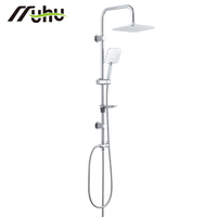 Ensemble de douche à main chromé ABS, prix de gros usine, avec pommeau de douche pluie 5 fonctions, colonne de douche pour salle de bain