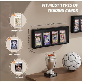 3 packs de cadre d'affichage de cartes à collectionner personnalisées, présentoir mural en bois pour cartes de baseball, avec vue dégagée, présentoir de cartes de sport graduées - Product Image 3