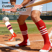 Chaussettes de baseball personnalisées ZONEKKI pour jeunes, chaussettes de baseball professionnelles d'élite pour les ligues juniors et l'entraînement, chaussettes de baseball design