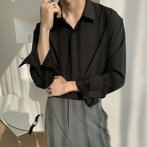 <span class=keywords><strong>เสื้อ</strong></span>เชิ้ตผู้ชายผ้า<span class=keywords><strong>ไหม</strong></span>น้ำแข็ง เซ็กซี่ คุณภาพดี ทรงหลวม สีพื้น ฮาราจูกุ สีขาว แขนยาว สไตล์ญี่ปุ่น - Product Image 3