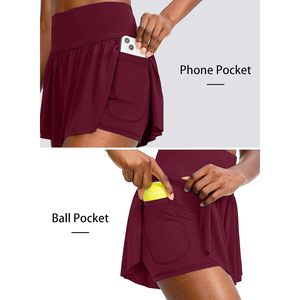 Short jupe de tennis fluide taille haute pour femme avec 4 poches et vêtements d'entraînement athlétiques au design papillon - Product Image 4