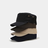 Gorra plana unisex de algodón de 5 paneles estilo cadete - Gorra de lujo étnica ajustable estilo patrulla con ojales transpirables y visera solar para exteriores
