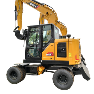 Mini-excavatrice hydraulique sur roues d'occasion SANY SY75W 7 tonnes, fabriquée en Chine, avec moteur Isuzu Euro IV, modèle 2026 - Vente directe usine - Product Image 1