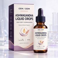 Extrait liquide de racine d'ashwagandha en gouttes à marque privée avec camomille et mélisse, complément relaxant OEM