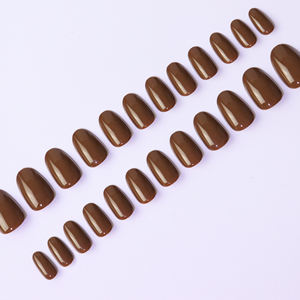 AIERFEI, 24 Uds., superventas, Color sólido, marrón, corto, ovalado, suave, Gel, bonita Prensa en <span class=keywords><strong>uñas</strong></span> postizas, venta al por mayor, suministros para <span class=keywords><strong>uñas</strong></span> - Product Image 4