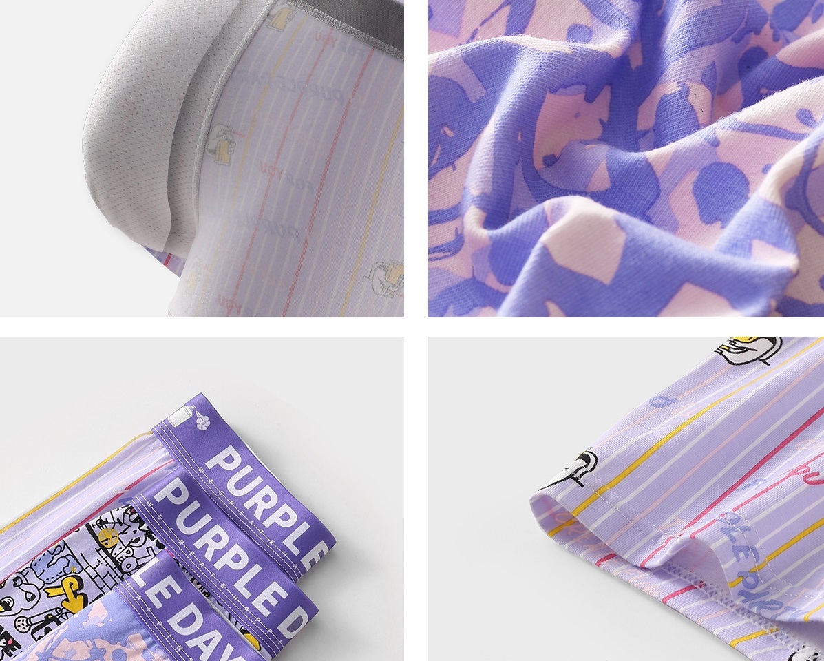 Youth Print Cotton-Blend Boxer Brief (BYH19): flat-lay showing five colourway references