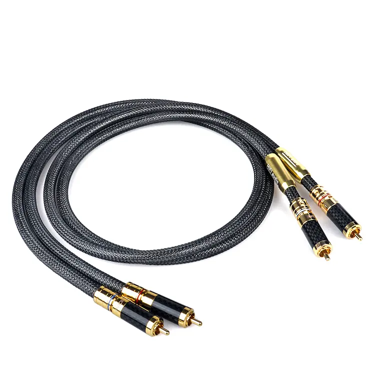 Fabricante de cabos de alto-falante de alta fidelidade, fio de alto-falante 2 RCA macho para 2 RCA macho, cabo de áudio para carro