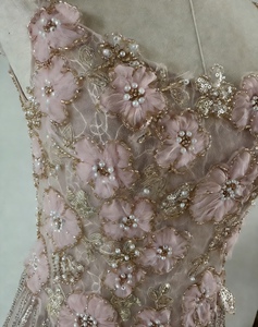 Vestido de Noche Largo con Cuentas Florales 3D en Color Rosa Pálido para Mujer, con Falda de Flecos Escalonados, Vestidos Elegantes para Bodas y Eventos Formales - Product Image 6