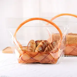 Desain Baru 450G Plastik Simulasi Keranjang Ritsleting Tas Roti Penyegelan Sendiri Tas Roti Panggang Kue Pastry Kemasan Tas Paket Makanan