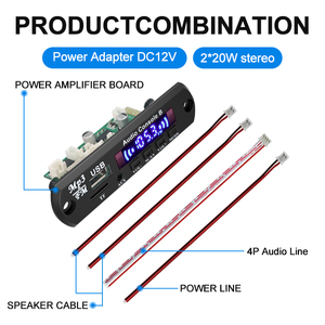 VIRE 60W 40W Amplifier Bluetooth 5.3 DIY <strong>MP3</strong> <strong>Decoder</strong> Board DC 12V Wireless Car <strong>USB</strong> <strong>MP3</strong> <strong>Player</strong> TF Card Slot <strong>USB</strong> FM Module - Product Image 5