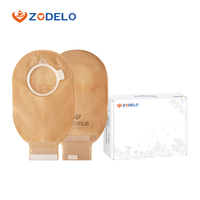 Zodelo ISO CE Economy Beige Système de poche à stomie en deux parties avec fermeture Velcro, sac de colostomie anti-fuite pour hôpital et pharmacie