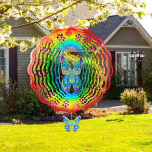 Carillons à vent en métal résistants aux intempéries de 12 pouces pour la décoration de jardin, avec moteur rotatif suspendu, design animé tortue et papillon - Product Image 5