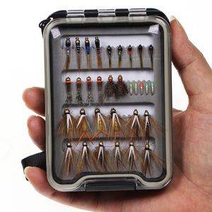 Ensemble de 32 mouches de pêche à la truite, collection de mouches sèches, humides, nymphes, streamers, perdigons, <span class=keywords><strong>euro</strong></span>-mouches, assortiment avec boîte, kits de leurres de pêche à la <span class=keywords><strong>mouche</strong></span> - Product Image 2