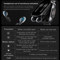Layar HD IPS 2,01 inci, Smartwatch 2 in 1, Earbuds TWS, Pelacak Kebugaran Silikon, Monitor Detak Jantung, Pedometer, Magnetik Persegi