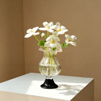 Vase en verre haut de gamme style lampe à vent, vase à fleurs rétro français de luxe, gobelet à fleurs moucheté or pour arrangement floral hydroponique