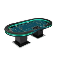 Mesa de Póker Texas Hold'em Estándar para 10 Jugadores con Luces Decorativas LED, Muebles Personalizados de Alta Calidad para Salas de Juego Interiores