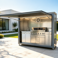 Îlot de cuisine extérieur modulaire en acier inoxydable à conception modulaire librement combinable avec barbecue à gaz