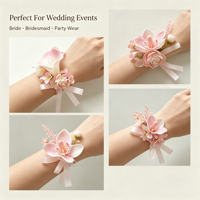 Rosa Calla-Lilie Hortensie Farn Satinband Handgemachte Boutonniere für Bräutigam Trauzeuge Hochzeit Abschlussball Dekoration