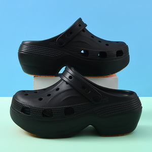 Crocs pour femmes en EVA, antidérapants, respirants, à bout fermé, pour l'été, pour l'extérieur, augmentant la hauteur, blanc, noir, kaki, 35-40 - Product Image 2