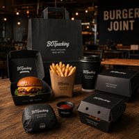 Fabricant de contenants jetables en carton pour emballages alimentaires à emporter, avec logo personnalisé, résistants à la graisse, pour les frites et les burgers, destinés aux chaînes de cafés