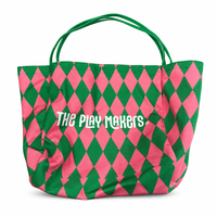 Sac de shopping en toile grande capacité à motif losanges, double pack, avec poignée longue en tissu coloré, personnalisation du logo