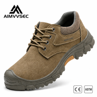 AIMVVSEC – chaussures de sécurité isolées 10KV pour hommes, bottes de travail en cuir suédé imperméables à bout en acier, résistantes aux perforations, chaussures industrielles en Kevlar