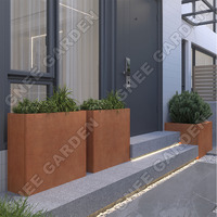 Grand pot à fleurs rectangulaire en acier Corten 610x250x610, séparateur extérieur résistant aux intempéries, style américain, jardinière sur pied personnalisée