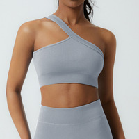Soutien-gorge de sport rembourré à fort impact Ejercicio Sexy Women Workout Crop Tops Sport Push up Fitness Gym One Shoulder Sport Bra