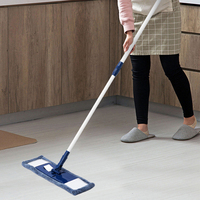 BOOMJOY Serpillère plate pliable professionnelle en microfibre pour nettoyage à sec et humide, avec manche télescopique et tête pivotante pour sols en bois dur, marbre, carrelage et stratifié