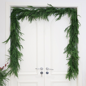 Handmade European Style <b>Plastic</b> Norfolk Pine Rattan Christmas Wreath Decoration - Product Image 5