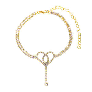 गर्म बिक्री फैशन ज्वैलरी फुट चेन सोने की प्लेटेड डबल लेयर महिलाओं के लिए दिल के आकार का एकैलेट - Product Image 5