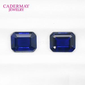 Cadermay Yttrium Aluminum Garnet Royal Blue Rectangular Emerald Cut Loose Stone Synthetic Gemstone For Jewelry Making - Product Image 3