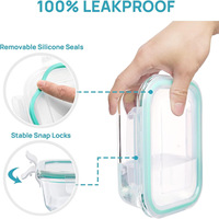 Boîte de conservation alimentaire en verre borosilicate, hermétique, pour préparation de repas, compatible four et micro-ondes, sans BPA, écologique, OEM