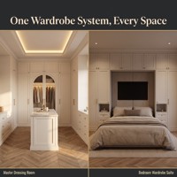 Système de dressing intégré de luxe sur mesure pour toute la maison, avec armoire Shaker, finition laiton brossé, style européen, pour villa, OEM ODM