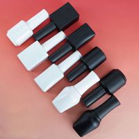 En stock – Flacons en verre pour vernis à ongles en gel 12 ml/15 ml – Blanc mat/noir – Formes carrée et ronde – Bouchon à pinceau – Sérigraphie givrée