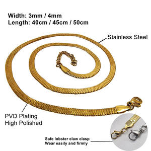 ट्रेंडी डिजाइन स्टेनलेस स्टील Herringbone अवस्र्द्ध हार परत नाग चेन हार सोना मढ़वाया आभूषण फ्लैट सांप हार - Product Image 3