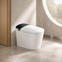 WC intelligent en céramique allongé avec bidet intégré, siège chauffant, télécommande incluse, chasse d'eau par siphon, lavage féminin, drainage en S