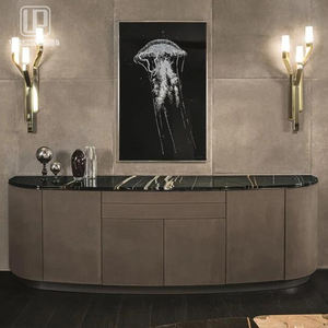 Conjunto de muebles de lujo para sala de estar, tablero lateral de cuero nobuk moderno, italiano, <span class=keywords><strong>2</strong></span> <span class=keywords><strong>metros</strong></span> de <span class=keywords><strong>largo</strong></span>, consola superior de mármol, mesa con puertas - Product Image 1