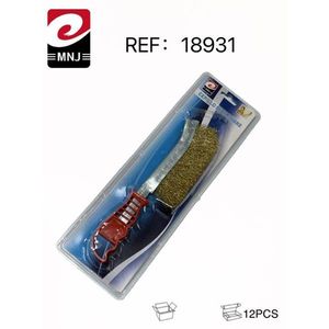 MNJ Steel Wire Brush With Red Handle For Cleaning Metal Surfaces 12Pcs Pack - Product Image 3