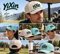 Topi Golf Logo Kustom 5 Panel Berstruktur dengan Tali, Topi Olahraga Berpori Laser dan Patch Karet