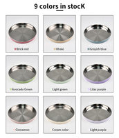 Assiettes à dîner et collation en acier inoxydable antidérapantes de 9 pouces avec manchon en silicone Passe au lave-vaisselle Salle à manger pour enfants Design non divisé