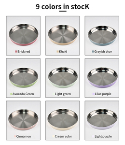 Platos de cena y aperitivos antideslizantes de acero inoxidable de 9 pulgadas con funda de silicona Aptos para lavavajillas Comedor para niños Diseño no dividido - Product Image 6