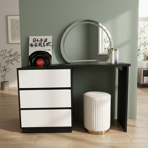 Modern Makeup <b>Vanity</b> <b>Table</b> With Lighted <b>Mirror</b> Storage Desk For Bedroom Furniture - Product Image 2