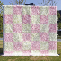 Kain Sutra Plaid Grosir untuk Latar Belakang Dinding, Panel Kain Bunga Pink Putih untuk Acara Pesta Ulang Tahun, Dapat Digunakan Kembali & Ukuran Dapat Disesuaikan