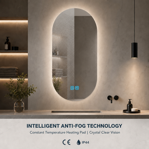 Specchio da <span class=keywords><strong>Bagno</strong></span> LED Ovale Moderno Joystar OEM con Retroilluminazione, 35x70cm Dimmerabile 6000K, Touch Screen con 2 Ganci - Product Image 5