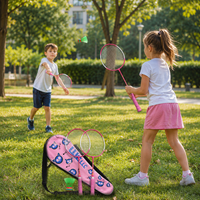 Raquette de badminton courte en alliage de fer 61 cm avec sac Oxford pour entraînements en salle junior et jeux en club – Commande en gros
