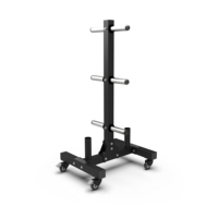 CROSSMAX Support de rangement robuste pour plaques de poids avec roues, chariot mobile pour plaques de bumper et 2 supports pour barres d'haltères