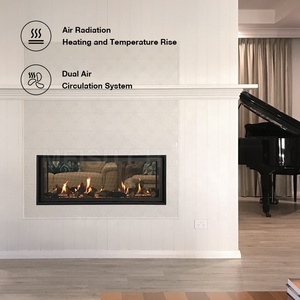 Cheminée à gaz flottante MEISU.CH personnalisable, 2 faces NG/LG, 1524x380x720mm, inserts en verre pour foyer intérieur, 60 pouces - Product Image 3