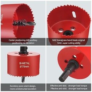 Broca de perforación de agujeros redondos M42 bimetálica para carpintería, pladur, PVC, plástico, chapa y downlights - Product Image 3